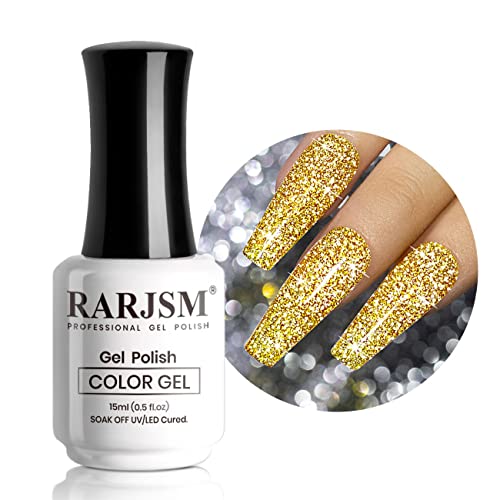 RARJSM Гел-лак за нокти със Златен Блясък, Отразяваща гел-Лак за нокти, Гел-лак за нокти Със светкавица и Диаманти, гел-Лак за нокти