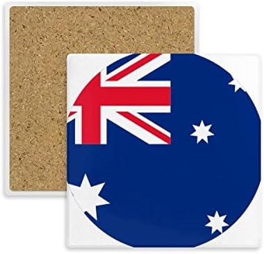 Австралия Национален Флаг Държава Океания Квадратно Увеселителен парк Чаша Държач за Чаши Абсорбираща Камък за Напитки и 2 бр. Подарък