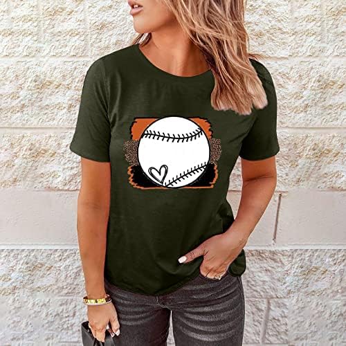 MIASHUI Женска Тениска с къс ръкав и Бейсбольным Сърце, Скъпа Графична Женска Тениска с Бейсбольным Сърце, Облекло, Дамска Тениска