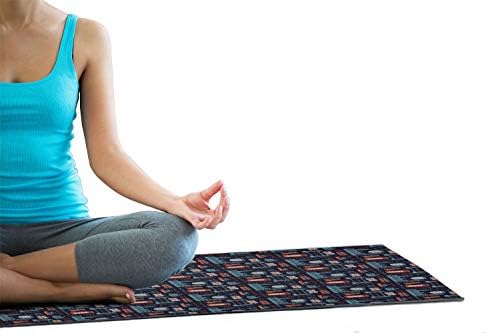 Кърпа-килимче за йога Ambesonne Phone Booth, Британски Тематичен Модел със Символично Нескользящим Впитывающим Пот Покритие за практикуване