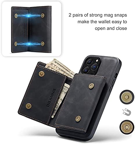 Чанта-портфейл Oidealo 2 в 1, който е съвместим с iPhone 13 Pro, DG.МИНГ, Задния капак за мобилен телефон от естествена кожа в Ретро стил,
