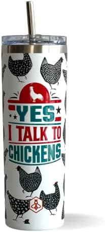 Подаръци от пиле Biddlebee за любителите на пилешко месо I Talk to Пилета Изолиран чаша с капак и Соломинкой | за Многократна употреба Пътни Чаши за вода, Шейкове и кафе | Чаш