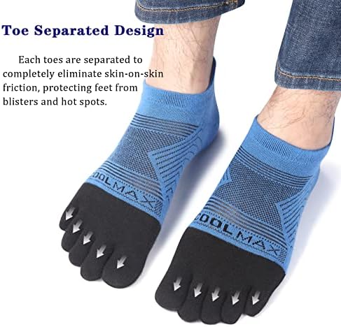 Meaiguo Мъжки Чорапи с пръсти, Coolmax Чорапи с пет пръста за Джогинг Чорапи с Пръсти, за Жени, Спортни (3 чифта)