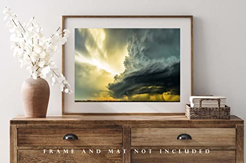 Снимка на буря, Принт (без рамка), Изображението на гръмотевична буря Supercell в пролетен ден, в Оклахома, Времето, Стенно изкуство,