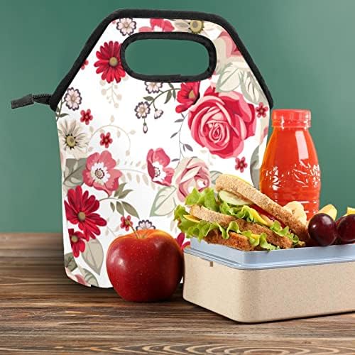 Дамски Чанта за обяд GUEROTKR, Кутия за обяд за мъже, Дамски Кутия за Обяд, модел от червени цветя листа