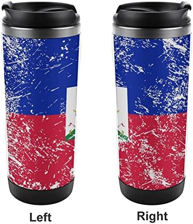 Чаши за кафе за Пътуване с Флага на Хаити в Ретро Стил с Капак, Изолирани Чаши, Бутилка За Вода С Двойни Стени От Неръждаема Стомана