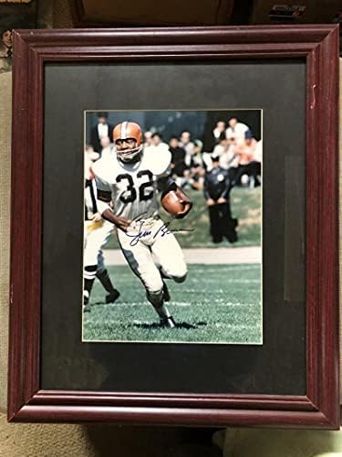 Джим Браун Снимка Джими Браун С автограф Автограф В РАМКАТА на Футболната асоциация на NFL PSA PSA / DNA COA Снимка