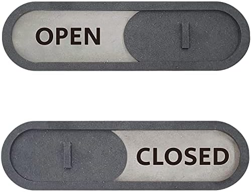 Ползунковый знак GEEKBEAR Отворено затворено (сиво) - Индикатор за плъзгащи врати с ясно с удебелен шрифт - Знак Отворено затворено за
