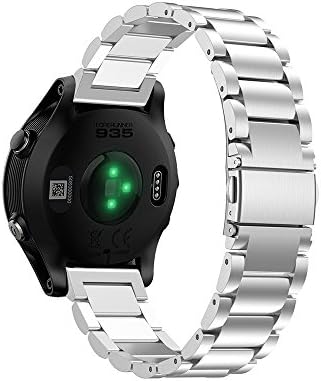 NANWN Взаимозаменяеми каишка от неръждаема стомана за GPS часовник Garmin Forerunner 935 (Цвят: сребърен размер: за Forerunner 935)