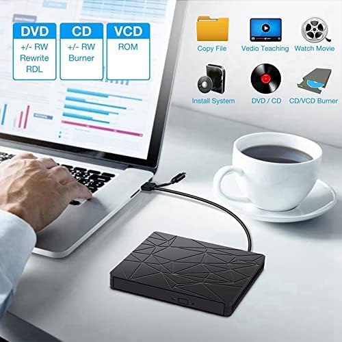 Midautoo Външен диск CD DVD, външен диск за запис на cd-та, USB-устройство за запис на дискове, Type-C, безплатен устройство