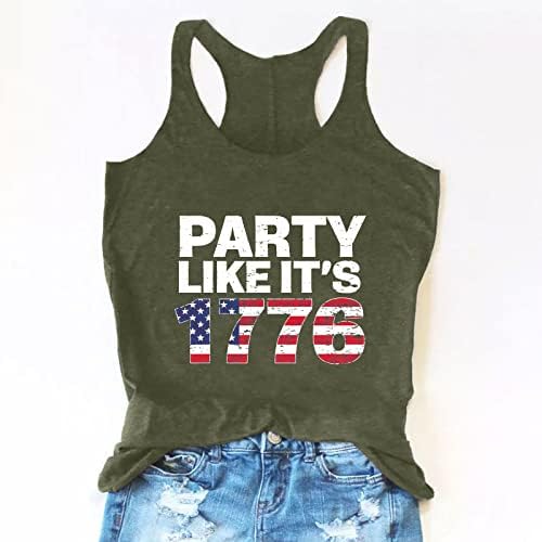 Party Like It ' s 1776 Майк за Жени, Патриотични Ризи Без Ръкави, 4 юли, на Майк с Флага на сащ, Тениски, Блузи Летни