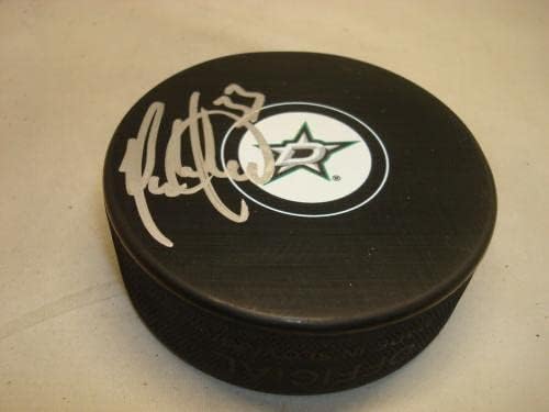 Марк Мето подписа хокей шайба Далас Старс с автограф на 1C - за Миене на НХЛ с автограф