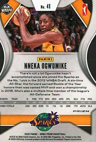 2020 Панини Prizm WNBA Prizms Ruby Wave #41 Търговска картичка баскетболист Nneka Ogwumike Los Angeles Sparks
