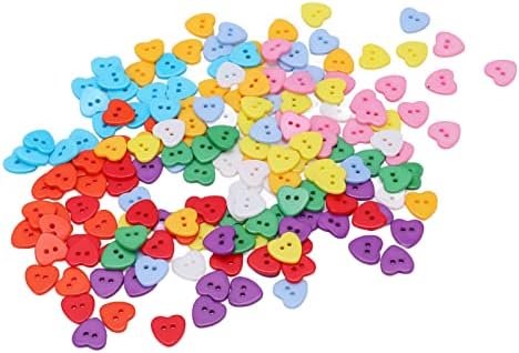 Pssopp 180 бр. Копчета за ризи във формата на Сърце, 15 мм и 2 Дупки В Формата на Сърце, Смесени Копчета за Diy Ръчно изработени