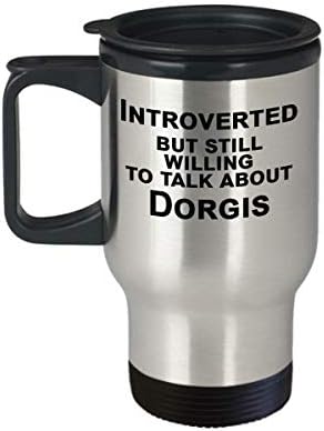 Чаша за пътуване Dorgi, Подарък смес за таксите Corgi, Неща, Сувенири, Подаръци интровертам - Интровертам, Но все още желаят да се говори