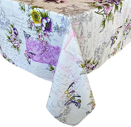 Покривка от плат Newbridge Vintage Blossoms в стил Шебби-шик с флорални принтом - Пеперуда, Дантела и Реколта Картичка, Лесна поддръжка,