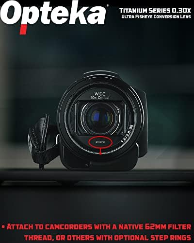 Opteka OPT-SC62FE Titanium Series 62 мм 0.3 X HD Супер Fish Eye Обектив за Професионални Видеокамери