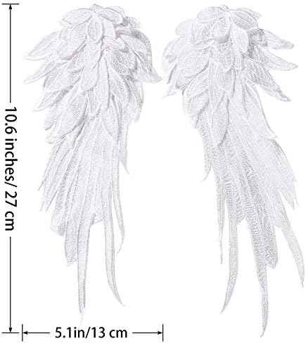 Onwon 1 Чифт 3D Крилата на Ангела на Бродирани Деколте С Дантелен Завършек Апликация Пришивание Ивици Бял Малък