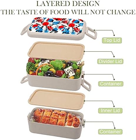 Френски Разпечатки с Модел Всичко в една кутия за Bento за Възрастни /Деца, Набор от Обяд кутии, Контейнери за приготвяне на храна