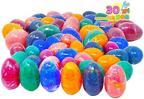 JOYIN 30 бр. Пластмасови Светли Великденски яйца с Розови принтом Височина от 3,15 инча за Великден Лов, Пълнители за Кошници,
