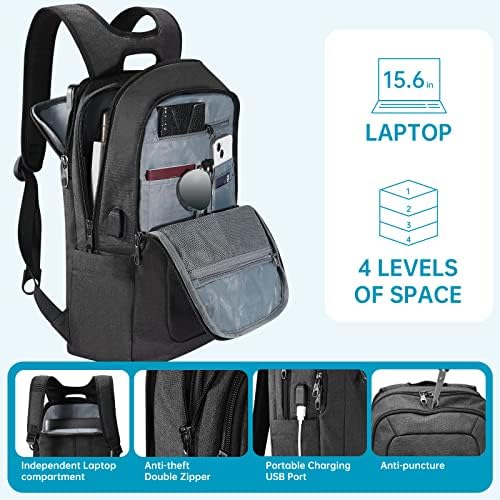 Kopack Тънък Раница за лаптоп за мъже и жени, 15.6-инчов Защитен от кражба на Лека Раница за лаптоп USB порт за зареждане, Раница за бизнес