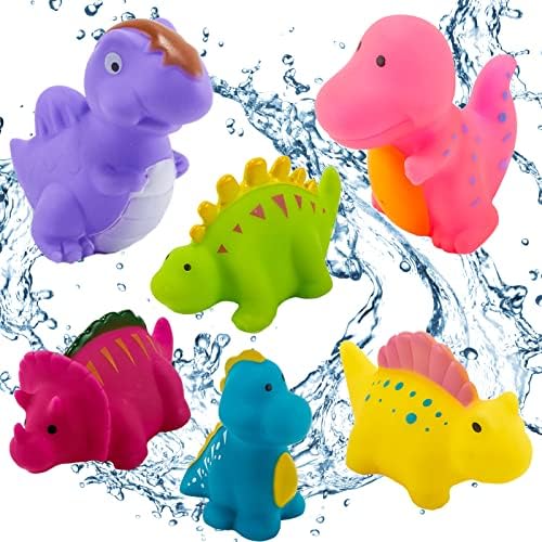 Gardien Играчки за вана за бебе - 6 бр., играчки за баня с динозавър за деца, за къпане в банята, за парти край басейна, играчки с динозаври