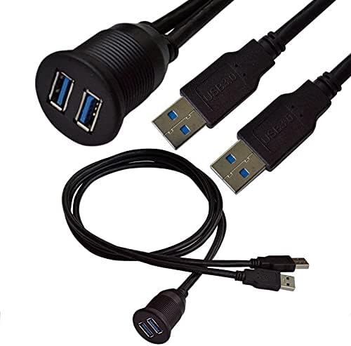 Съединители Двоен USB3.0 Водоустойчив кабел-удължител за пренос на данни на арматурното табло на автомобила, кораб, мотоциклет,