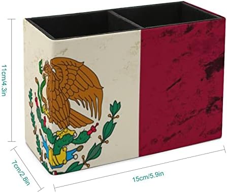 Ретро-поставки за моливи от изкуствена кожа с флага на Мексико, мултифункционален контейнер за писалки, тенис на маса организатор на модел