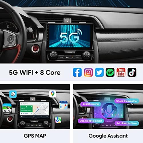 9 Инча (2G + 32G) 5G WiFi 8 Ядрени 48EQ Airplay Кола Стерео Радио за Honda Civic -2021 Carplay Android Auto Android 12 Подкрепа за огледален