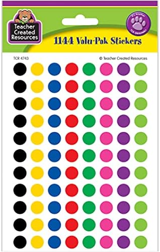 Етикети Teacher Created Resources® Mini Colorful Circles Valu-Pak, 1144 в опаковка, 6 опаковки