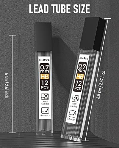 Nicpro 3ШТ 0,7 мм Пастелно Сладък Механичен Молив и 840шт 0.7 mm HB # 2 Комплект за Презареждане на Олово за Студенти, които Пишат, Рисующих Скици