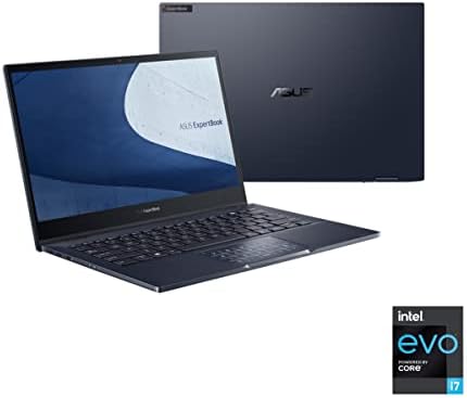 Тънък и лек бизнес лаптоп ASUS ExpertBook B5 с панти капак, 13,3 FHD OLED, Intel Core i7-1165G7, твърд диск с капацитет 1 TB,