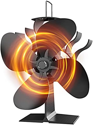 Вентилатор за топлинна пещ OCROUKI, Вентилатор за дърва с 4 остриета, Безшумен вентилатор за камина за циркулация на топлия въздух, Не изисква електричество Вентилатор