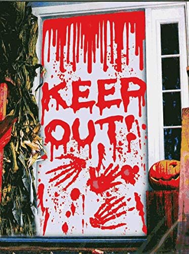 Капак на прозорец на вратата на Хелоуин за Къща с Духове, Украса за Хелоуин, Страшен Кървав Отпечатък от Ръцете си, Пръска кръв, Подпори за декор - Внимателно, Стойте
