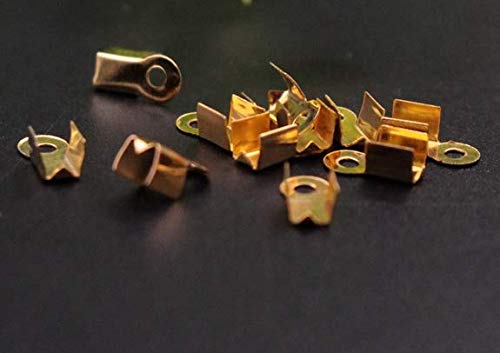 WOIWO 100 Броя Железни Загибающиеся Краищата на Кабел Сплитери Обжимные Уши За Бижута 8x4mm, Златни
