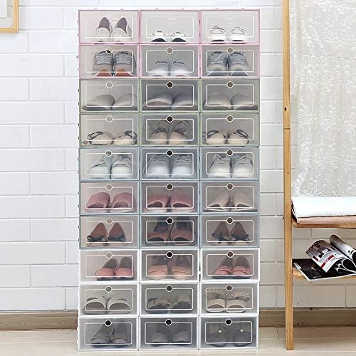Anncus 3 бр. Комплект кутии за обувки Многоцветен Сгъваем Пластмасов Прозрачен Органайзер за дома, Рафтове за обувки, рафтове за съхранение,