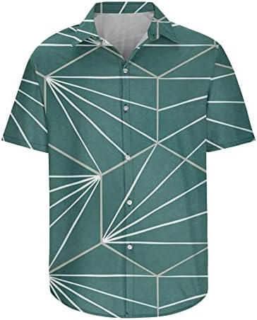 Мъжки Ризи с Копчета, Модни Топове С 3D Принтом и Къс Ръкав, Модерни Панталони, Ризи, Блузи, Геометрична Риза С Ревери