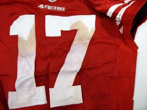 2011 San Francisco 49ers Braylon Edwards #17 Излиза в Червената фланелка 44 DP42668 - Използваните тениски за игри NFL Без подпис