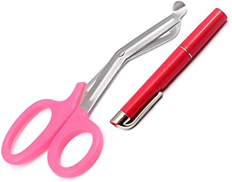 G. S Pink - Комплект от 2 бр. розови ножица EMT First Responder 7.5 + розова дръжка с подсветка - идеален за всички видове извънредни ситуации