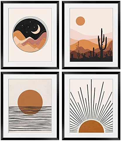 OGILRE Богемное Слънцето, Луната Пустиня Планина Абстрактно Изкуство Природа Художествени Стенни Декорации, Щампи, Плакат С Изображение