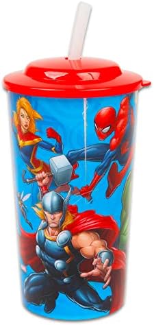 Многократно чаша Marvel Store Отмъстителите на 16 грама - Комплект за партита Отмъстителите от 6 теми с чаша е 16 унции с капак и соломинкой,