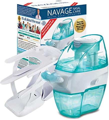 Комплект за промиване на носа Navage Essentials: Пречиствател за носа Navage, 20 физиологичен бутилки, Трехъярусная поставка за плотове, както и 10 допълнителни физиологичен бу?