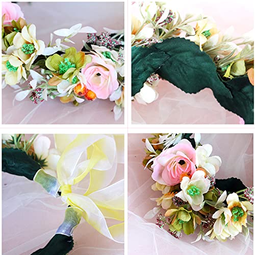 Регулируема цвете превръзка на главата, венец за коса, Цветен венец, корона, прическа с лента за сватбени церемонии, партита, на фестивала