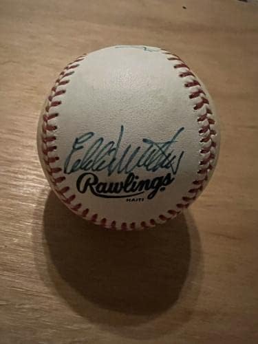 Ханк Аарон и Еди Матюс подписаха Официален бейзбол Уйлям Уайт с Пълна JSA - Бейзболни топки с автографи