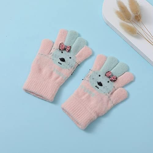 Qvkarw Зимни Детски ръкавици без пръсти със заек за момчета, ръкавици модел от Карикатура, Имитация на Детски топли ръкавици за момичета,