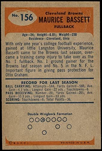 1955 Боуман # 156 Морис Басет Cleveland Browns-FB (Футболна карта) EX/MOUNT Browns-FB Лэнгстон