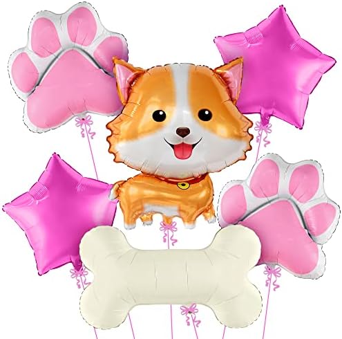 Катчон, балони за прекрасната Дръзко Кучета - 28 инча, опаковка от 6 | балон от кучешки кости, балони с шарките на лапи | Украса