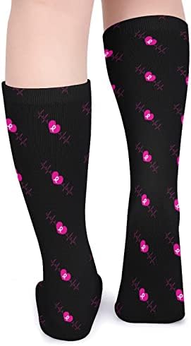 Розовата Лента Информираността за Рака на гърдата Спортни Дебели Високи Чорапи на Върха на Чорапи До Прасците Чорапогащи за Мъже Жени