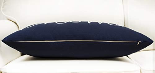 Декоративна Калъфка за долната част на гърба с бродерия EURASIA Home DECOR потребителското доверие - Housewarming, Хол, Разтегателен диван, Спалня - 14x24 инча, Тъмно син