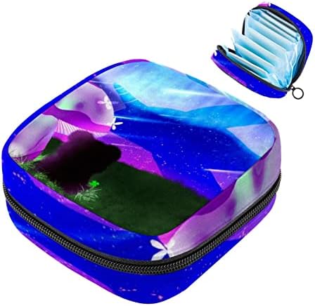 Чанта за Менструални Тампони джоб, Чанта за Хигиенни Кърпички, Торбички за Събиране на Тампони за Жени И Момичета (Страната на Чудесата, Гъби, Риба)